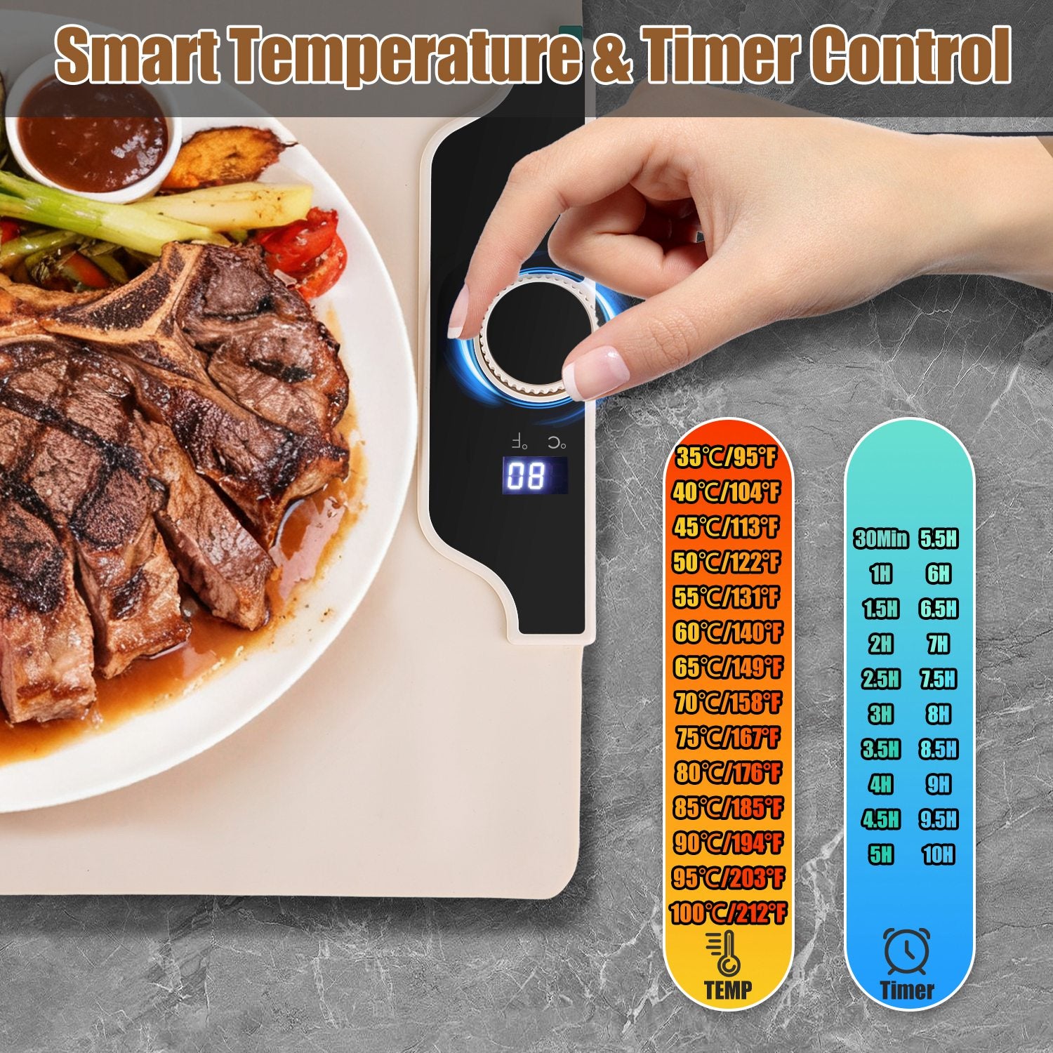 Food Warming Mat 23.6X15.8In 300W Fast Heating Electric Silicone