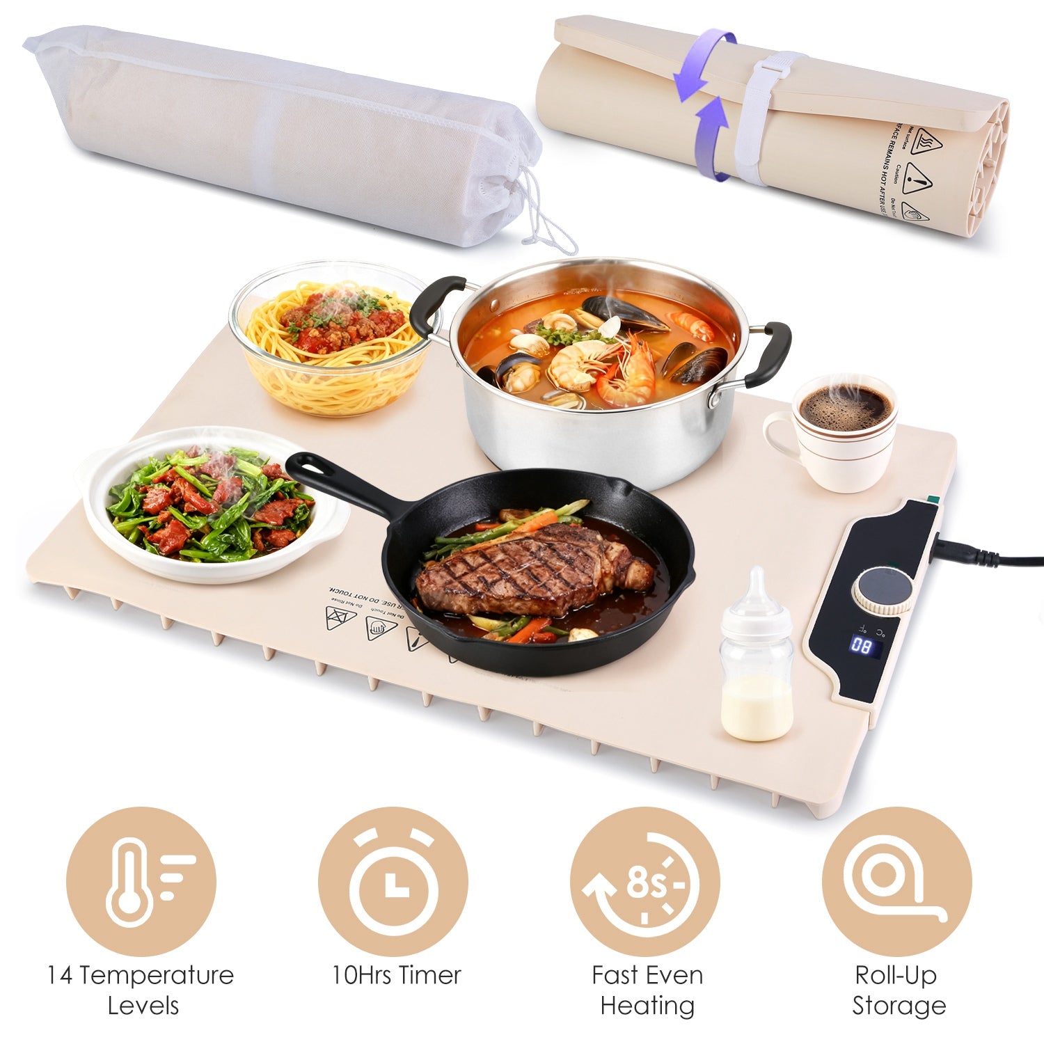 Food Warming Mat 23.6X15.8In 300W Fast Heating Electric Silicone