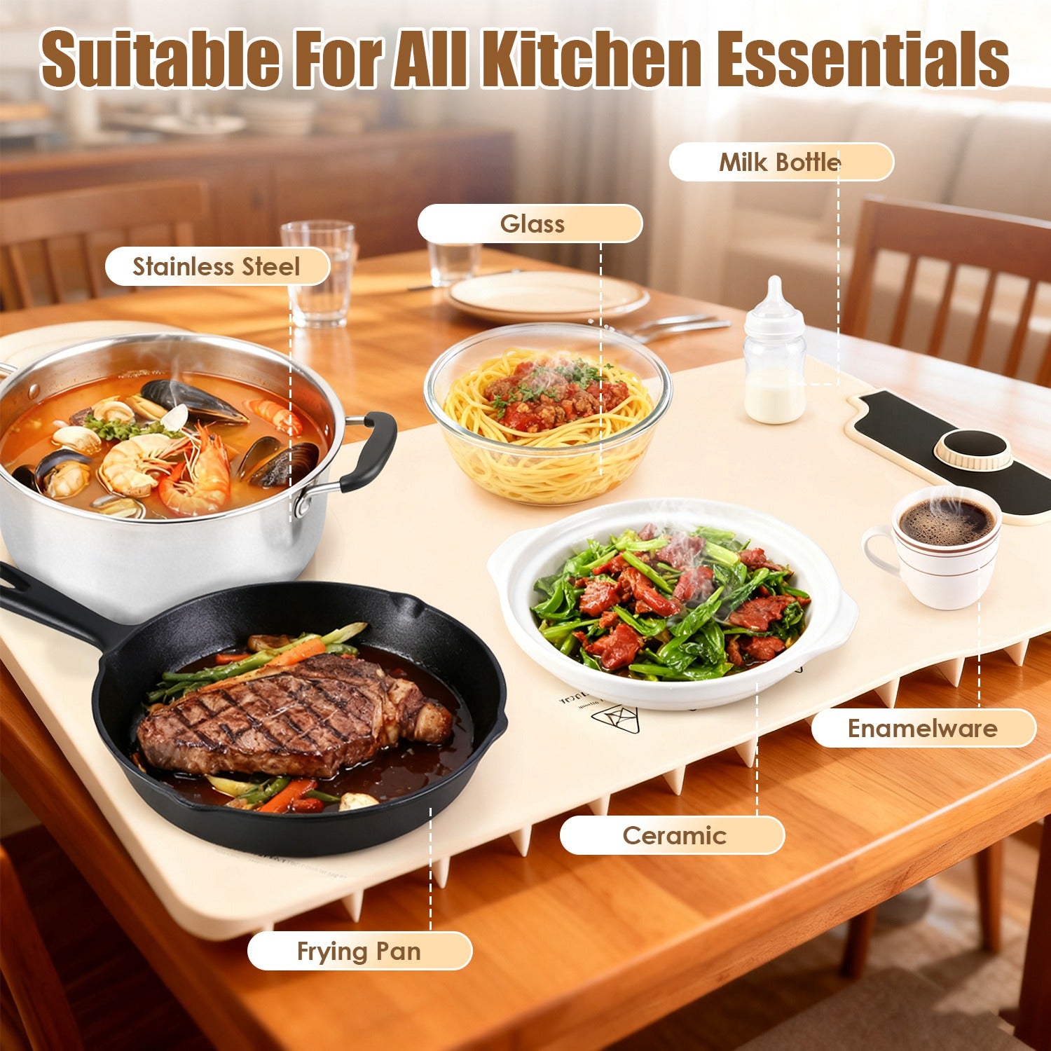 Food Warming Mat 23.6X15.8In 300W Fast Heating Electric Silicone